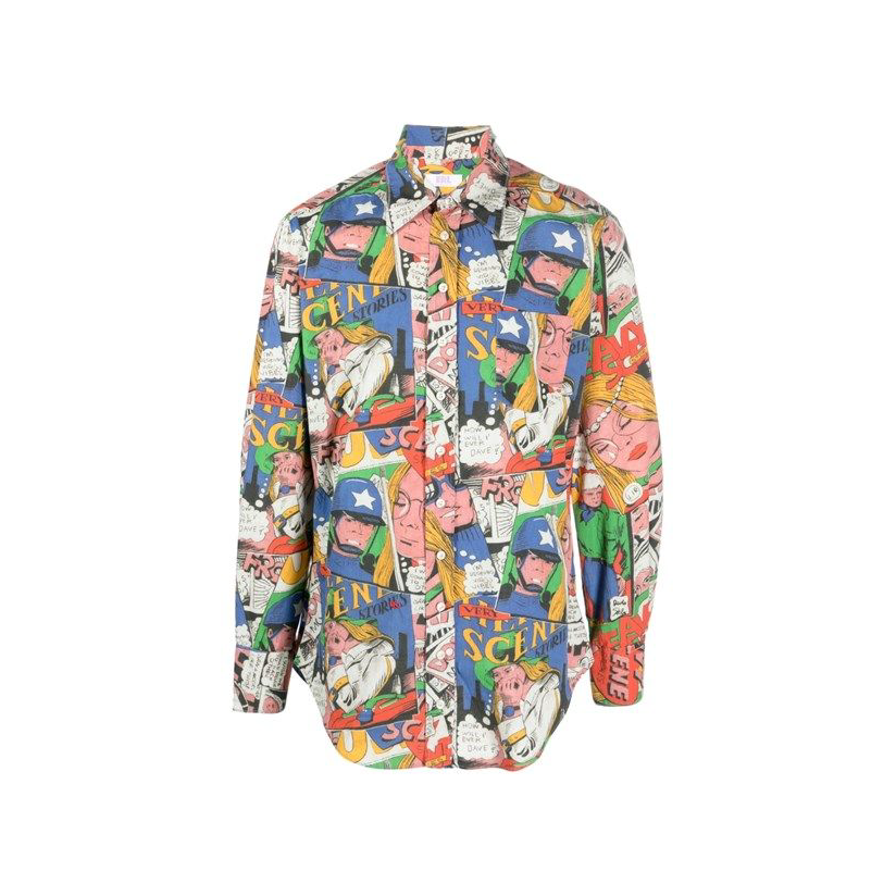 erl 漫画风印花衬衫男