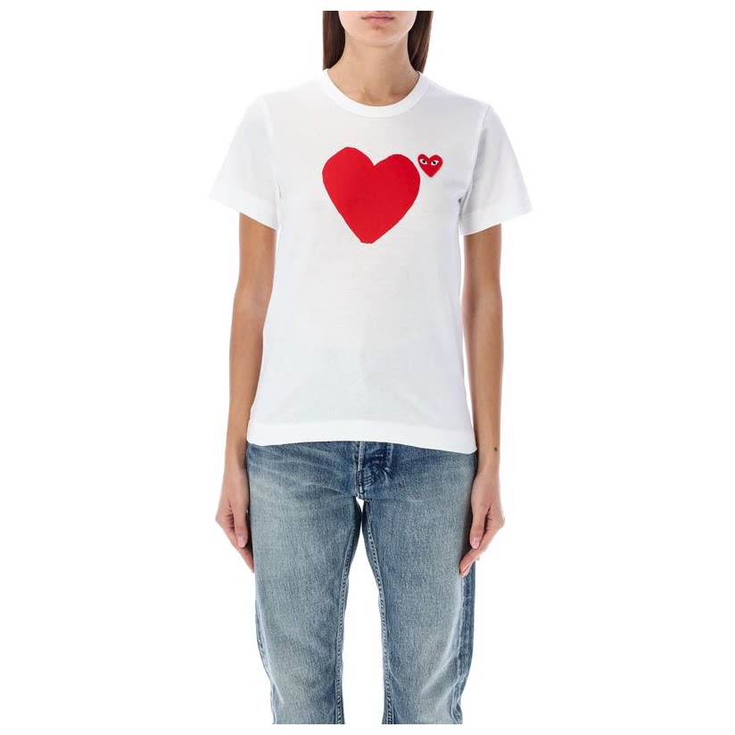 comme des garcons play 大号红色心形t恤女