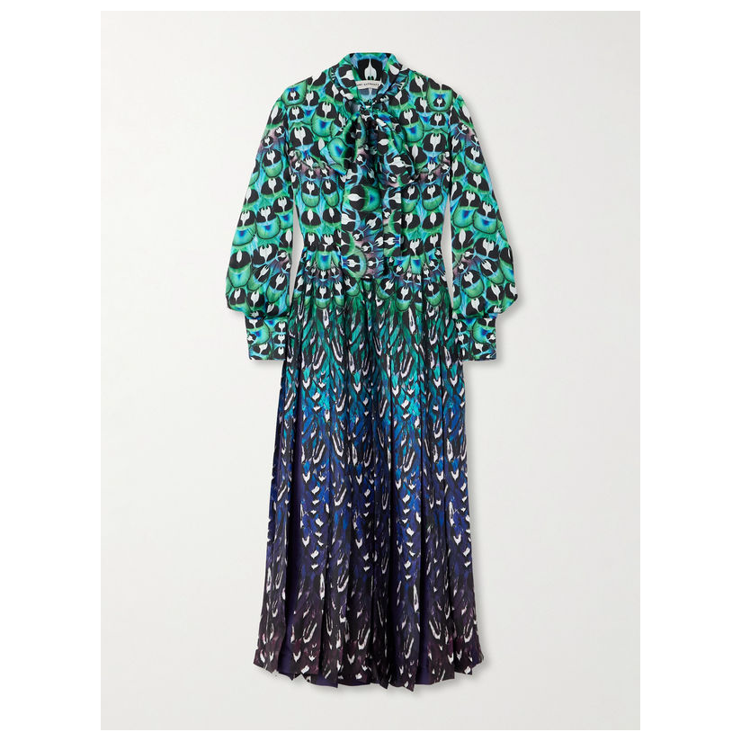 Mary Katrantzou 玛丽·卡特兰佐 Alexis 蝴蝶结褶裥印花缎面中