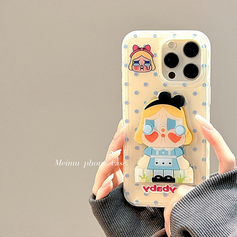 日韩波点哭娃支架适用苹果手机壳