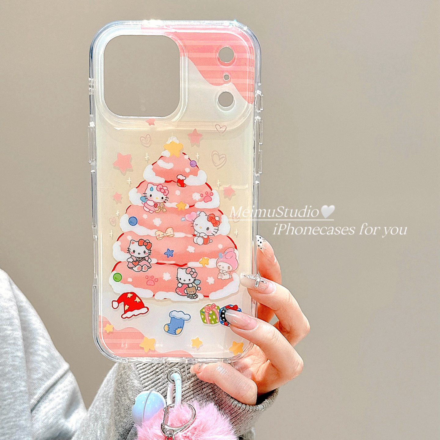 少女粉圣诞树KT猫适用苹果手机壳