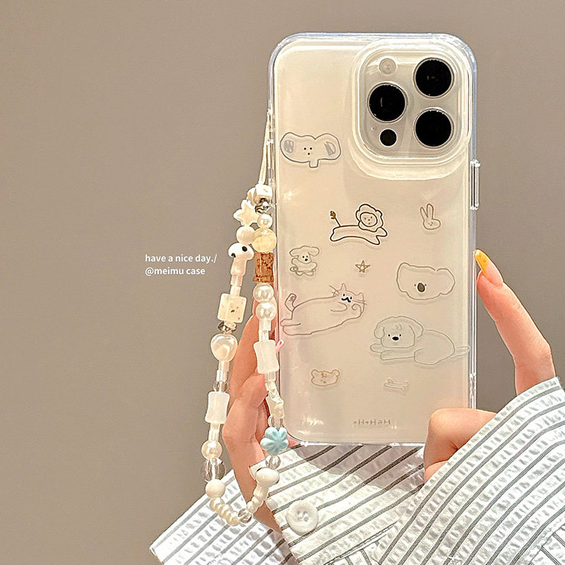 ins简约线条卡通小动物适用苹果17promax手机壳iPhon