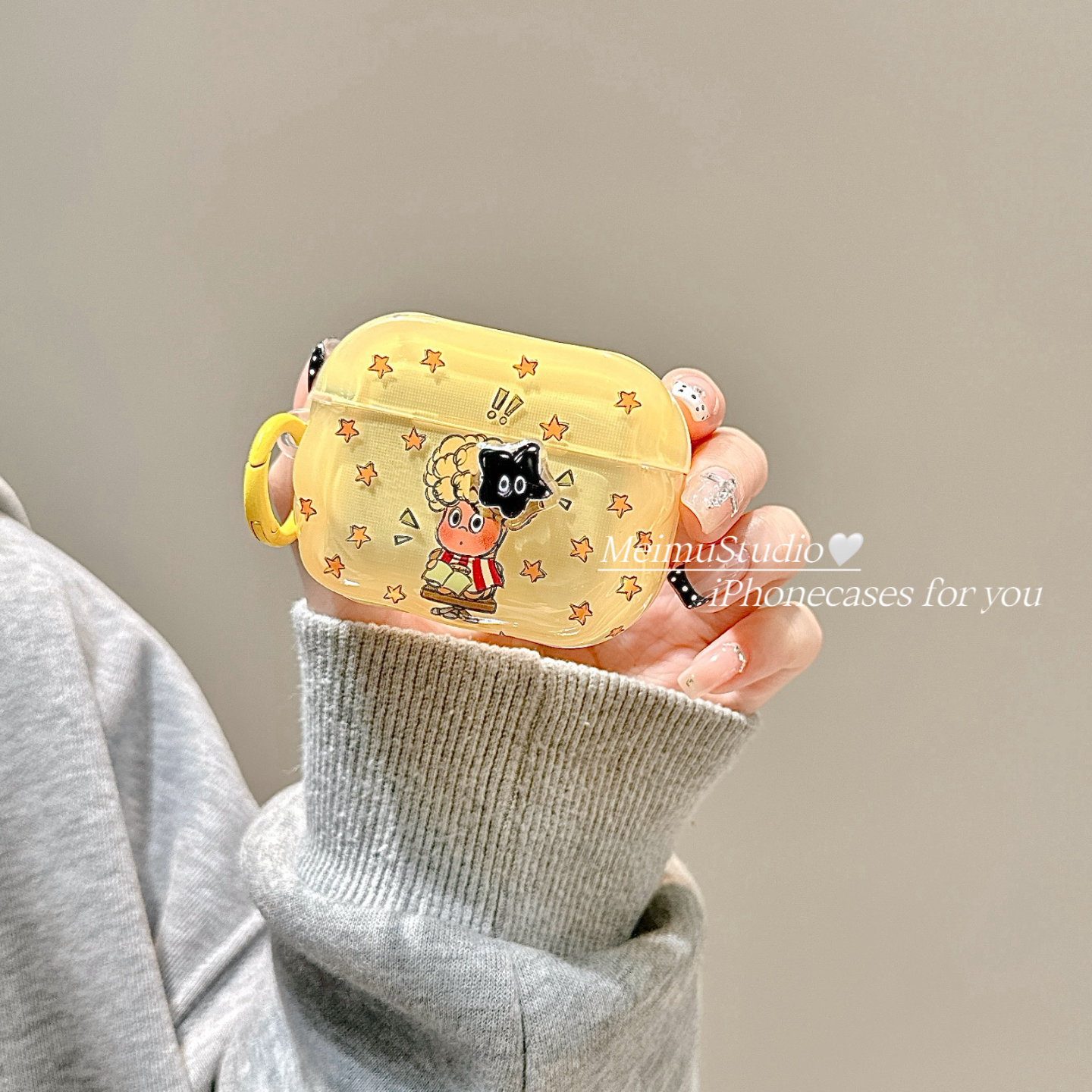 可爱爆炸头星星人适用苹果耳机壳