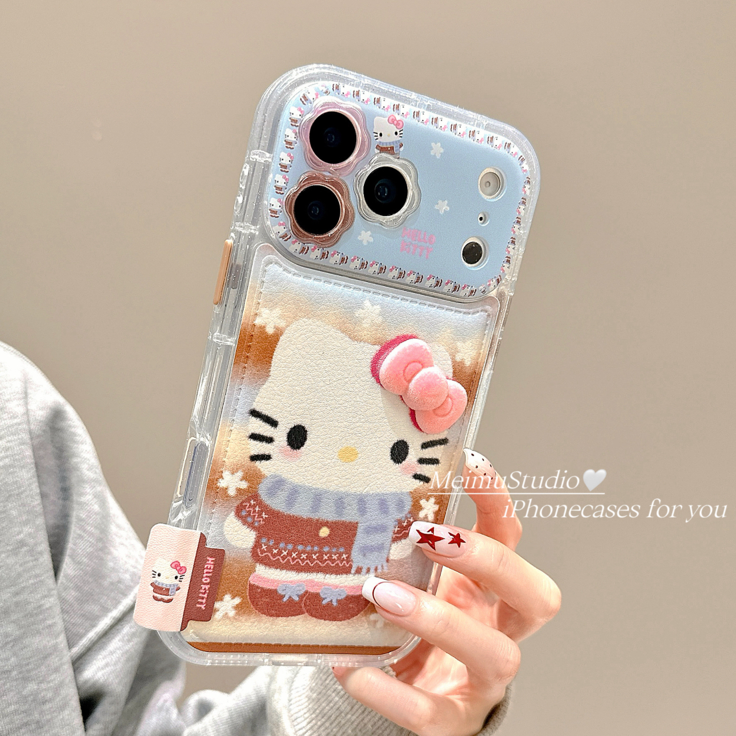 秋冬皮质围巾KT猫适用苹果手机壳