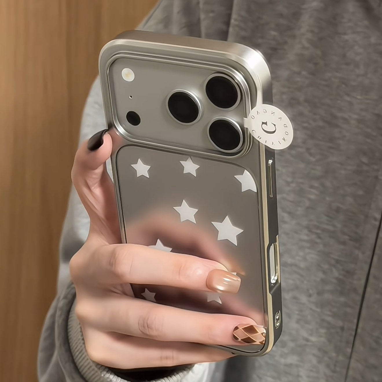 美牧韩系ins电镀银白色爱心适用苹果17promax手机壳iphone16pro新款15女17pro创意15pro亚克力全包防摔手机套