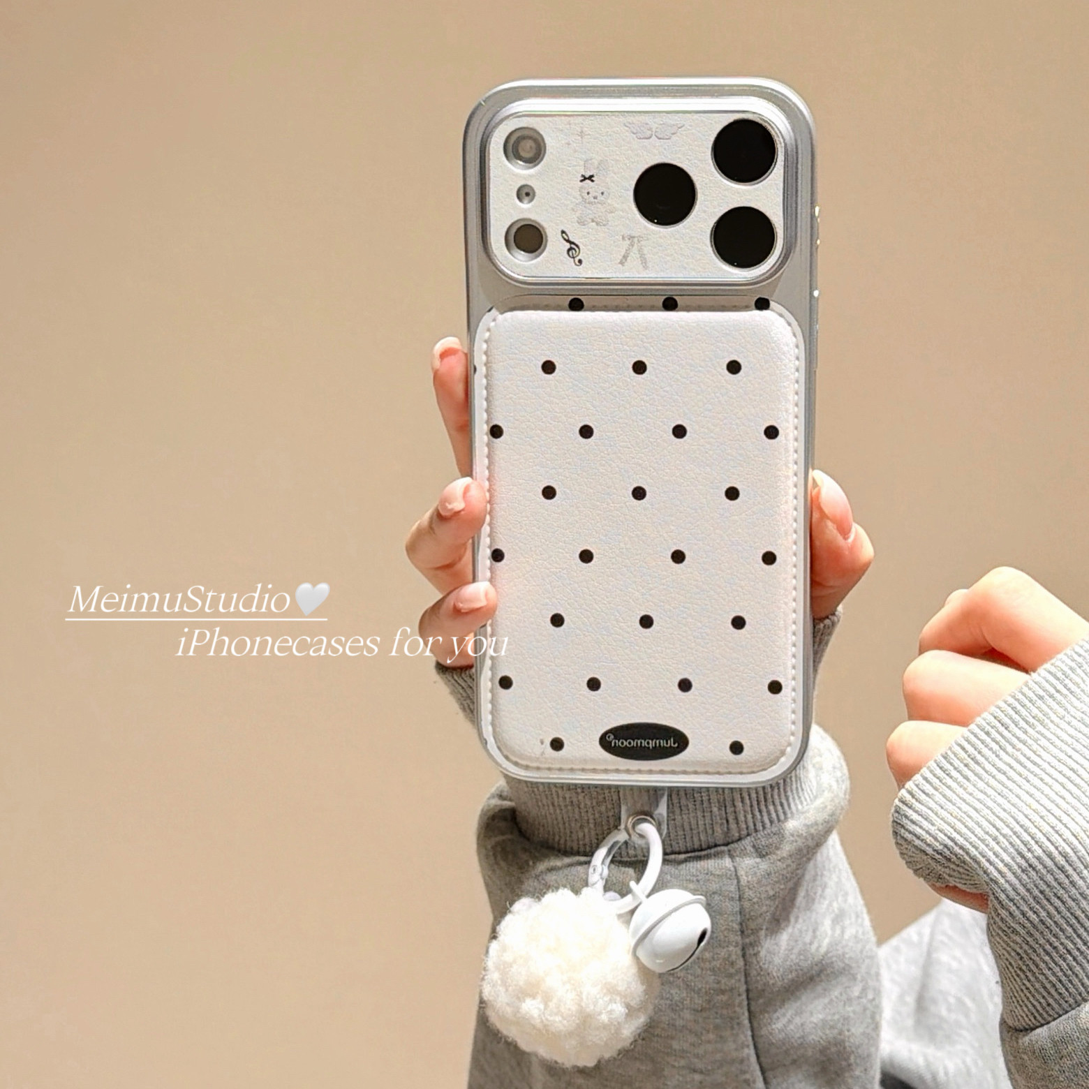 美牧ins韩风简约黑色波点适用苹果17promax手机壳iphone16新款15电镀皮质17pro秋冬14小众女16高级感15pm全包,3C数码配件,手机保护套/壳,淘宝优惠券,粉丝福利购,淘宝优惠卷