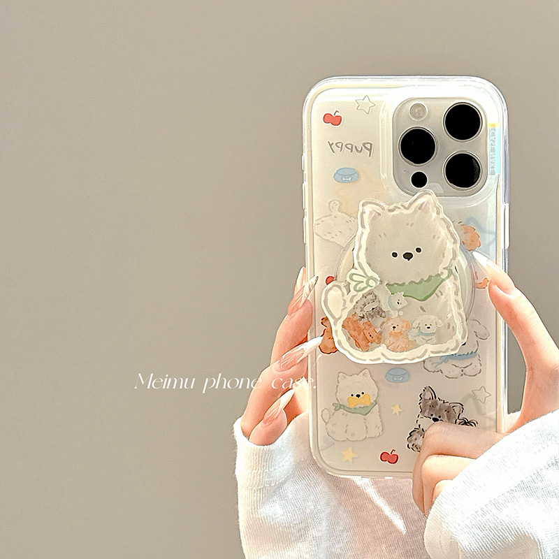 可爱狗狗磁吸支架适用苹果手机壳