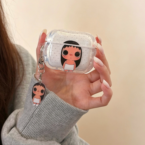 美牧可爱呆萌波点小玉适用airpodspro3保护套苹果airpods4/5挂饰耳机保护壳airpods3无线蓝牙通用1/2代全包女