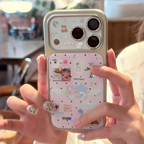 少女粉波点双子星适用苹果手机壳