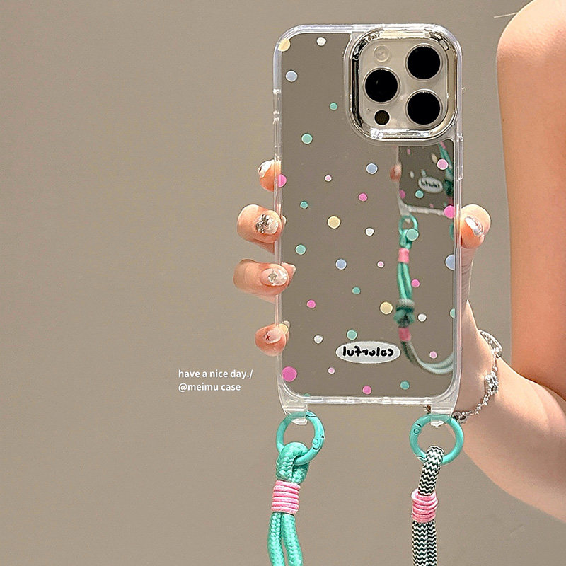 韩系彩色波点镜面适用苹果手机壳