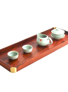 长条大红酸枝干泡台一物一拍托盘