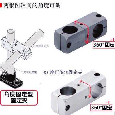 360度支柱固定夹 异径旋转型/光轴固定夹/双轴角度调节万向固定夹