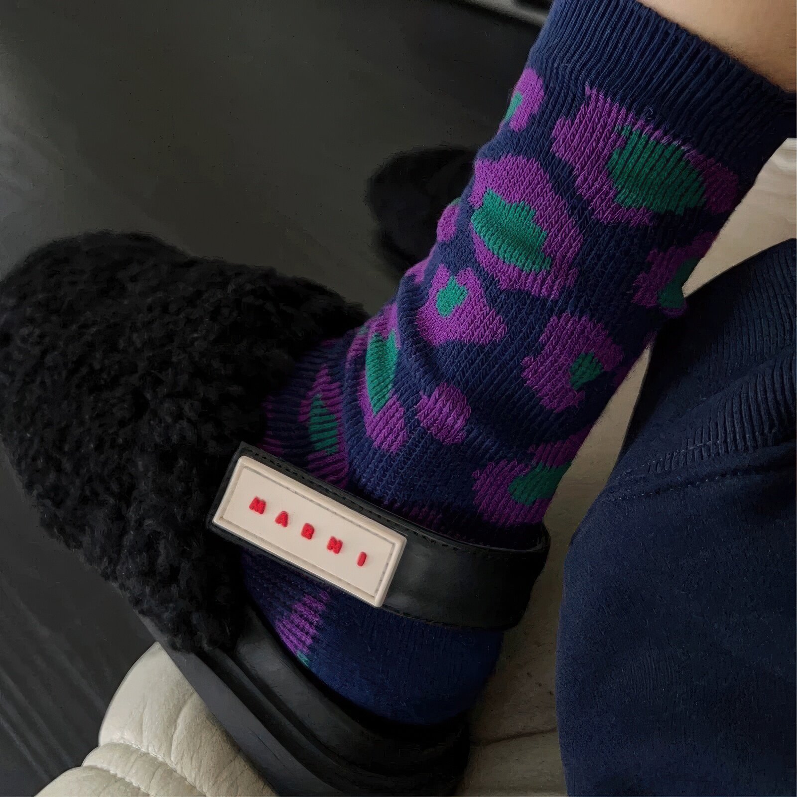 复古文千鸟格袜子女几何条纹中筒袜美拉德双针双路小众设计堆堆袜