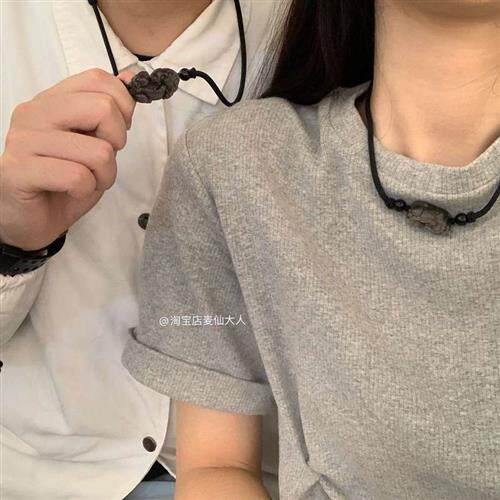 麦仙粉水晶金银曜石貔貅情侣项链简约酷配大衣颈链夸张网红毛衣链