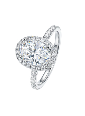 蒂芙星钻18K金培育钻石河南人工人造钻石椭圆HW家the one围镶钻戒