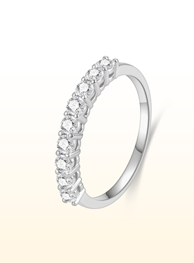 蒂芙星钻铂金PT950培育钻石戒指18K金九公主排戒叠戴戒指百搭对戒