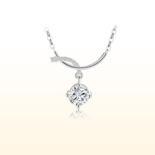 蒂芙星钻铂金PT950培育钻石项链小众四爪圆钻项链轻奢精致送礼物