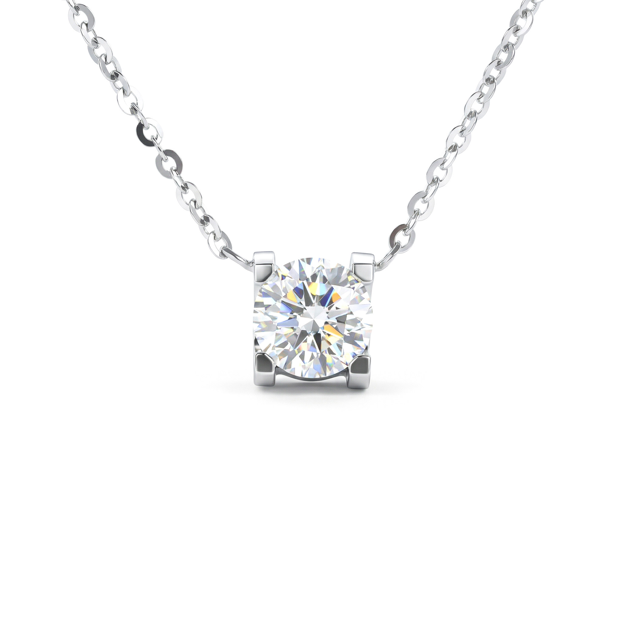 蒂芙星钻18K金培育钻石河南人工人造钻石卡家牛头项链四爪百搭