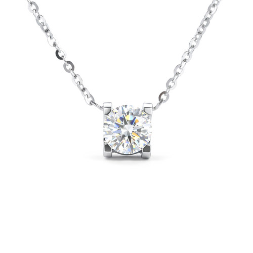 蒂芙星钻18K金培育钻石河南人工人造钻石卡家牛头项链四爪百搭