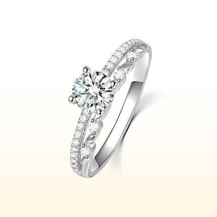 蒂芙星钻铂金PT950培育钻石戒指藤曼四爪钻戒女真钻轻奢时尚婚戒