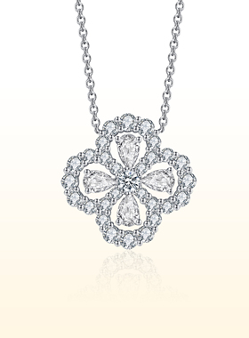 蒂芙星钻18K金铂金PT950培育钻石项链耳钉四叶草LOOP锁骨链手链