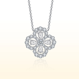 蒂芙星钻18K金铂金PT950培育钻石项链耳钉四叶草LOOP锁骨链手链