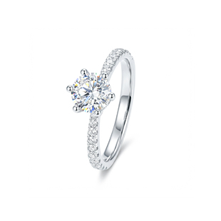 蒂芙星钻18K金铂金PT950培育钻石河南人工人造钻石星光六爪戒指