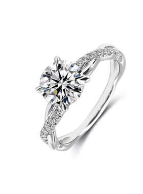 蒂芙星钻18K金铂金PT950培育钻石河南人工钻石四爪麻花扭臂钻戒