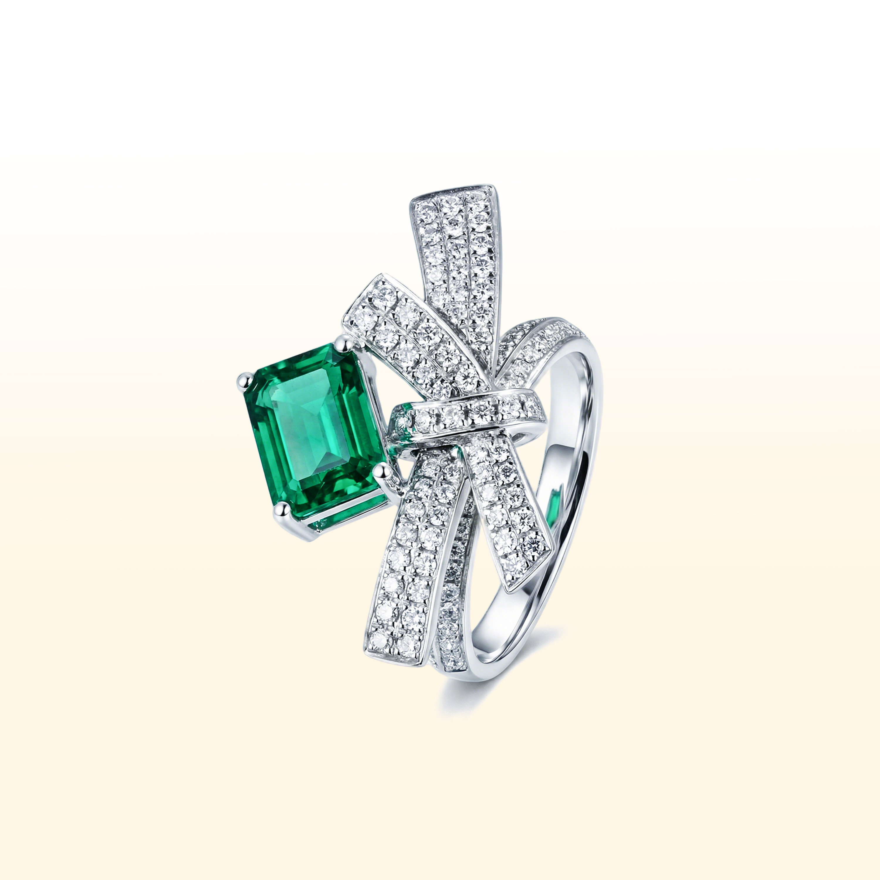 蒂芙星钻18K金铂金PT950培育钻石河南人工人造钻石祖母绿钻戒