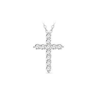 蒂芙星钻18K金铂金PT950培育钻石河南人工人造钻石十字项链轻奢