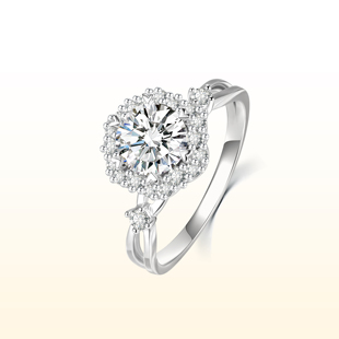 蒂芙星钻18K金培育钻石河南人工人造钻石时尚气质花蔓手捧花钻戒