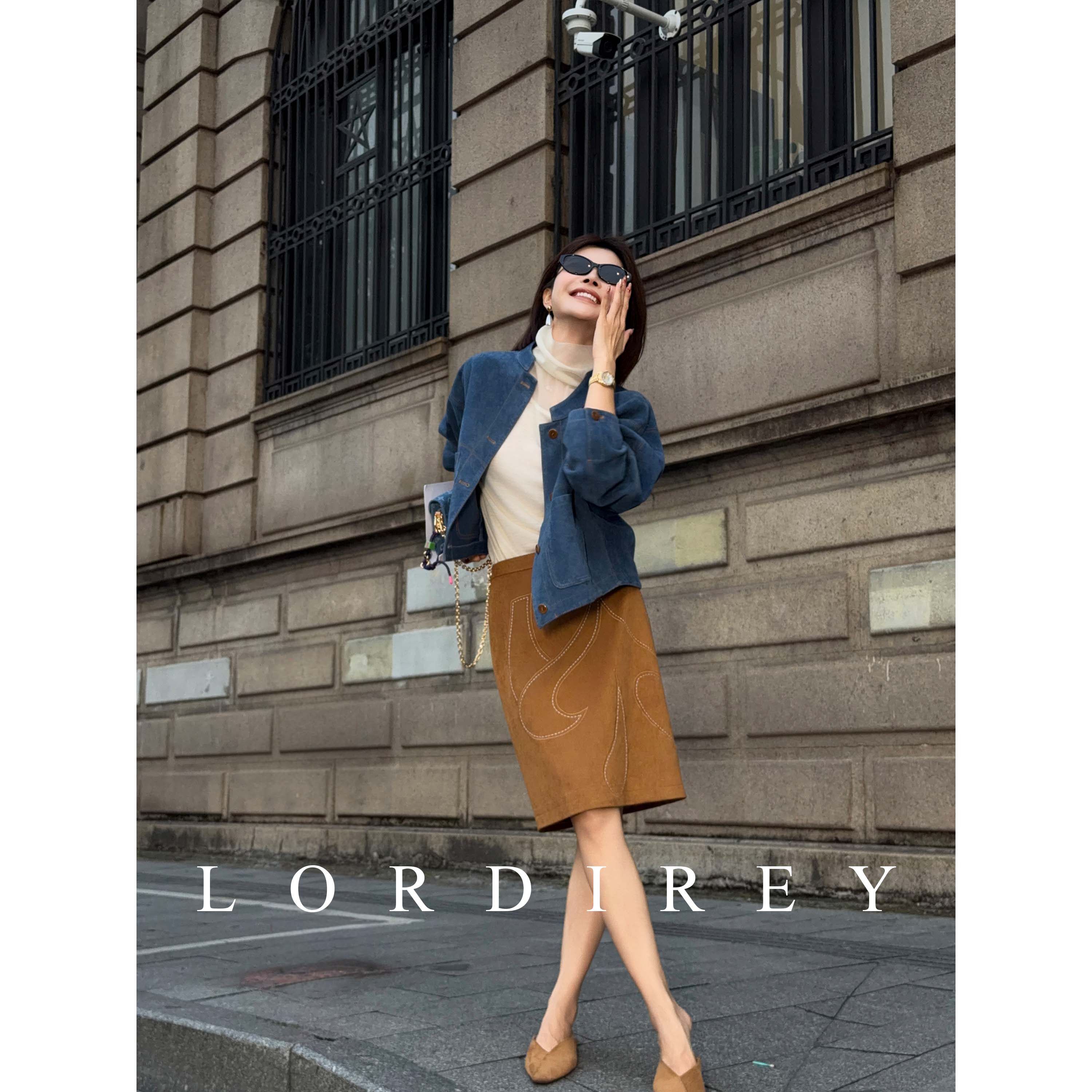 LORDIREY/【靛蓝】26年秋冬款复古短款女立领休闲通勤外套皮衣