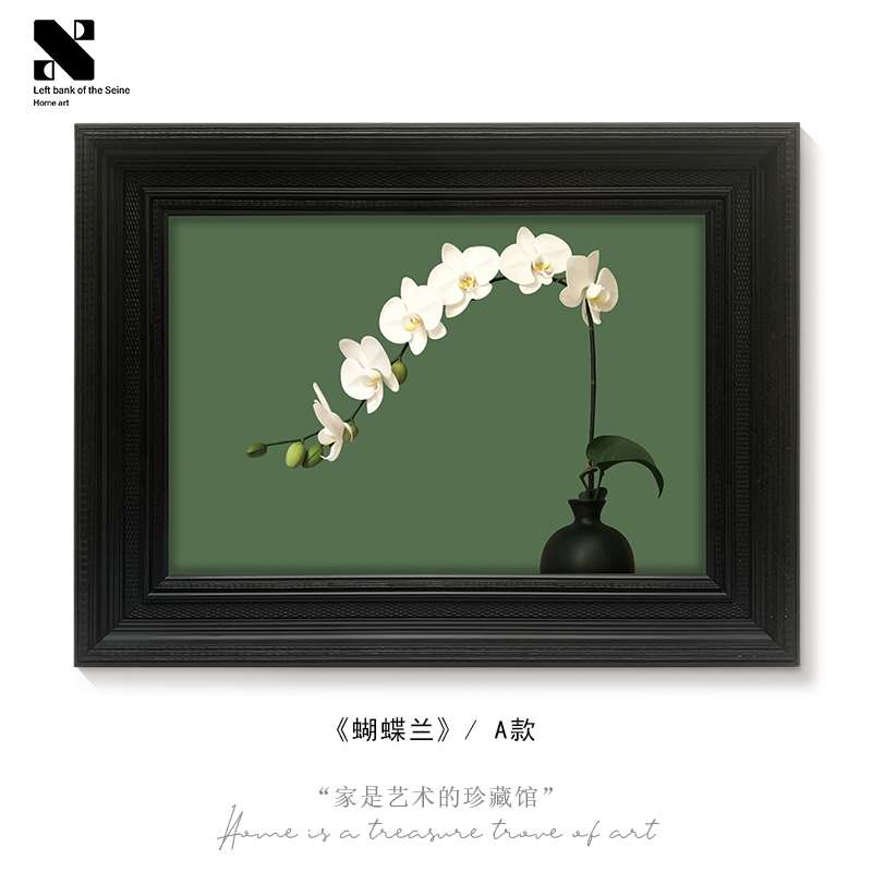 正品《蝴蝶兰》中古风客厅装饰画禅意花卉餐厅壁画轻法式复古卧室图片