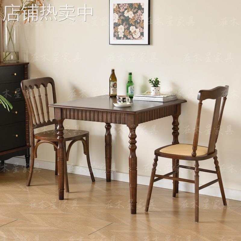复古咖啡厅实木餐桌椅烘培甜品店椅子融合西餐厅清酒吧餐桌椅组合