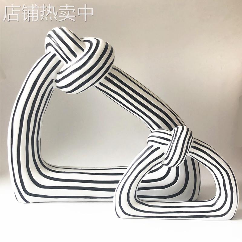 树脂工艺品北欧软装家居饰品摆件简约创意 北欧黑白条纹绳结混批
