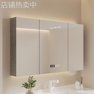卫生间挂墙式置物架浴室储物柜智能单独镜柜实木化妆镜收纳置放架