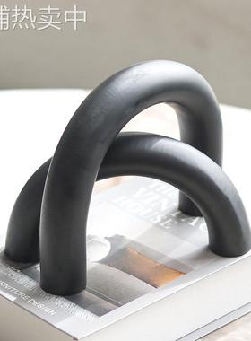 现代设计师艺术拱门组合几何摆件创意软装饰品客厅书房样板房摆件