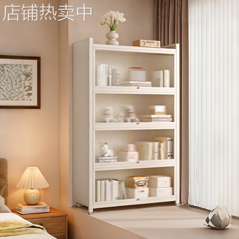 书架落地客厅铁艺防尘手办玩具收纳柜置物架储物家用儿童靠墙书柜