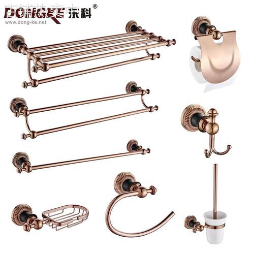 黑色加玫瑰金 简欧美式现代毛巾架 卫浴五金置物架 厂家 5300