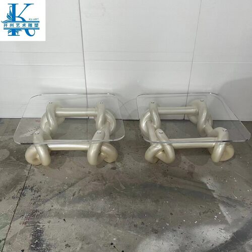 轻奢简约酒店大堂办公区网红创意小茶几客厅现代艺术玻璃钢美陈