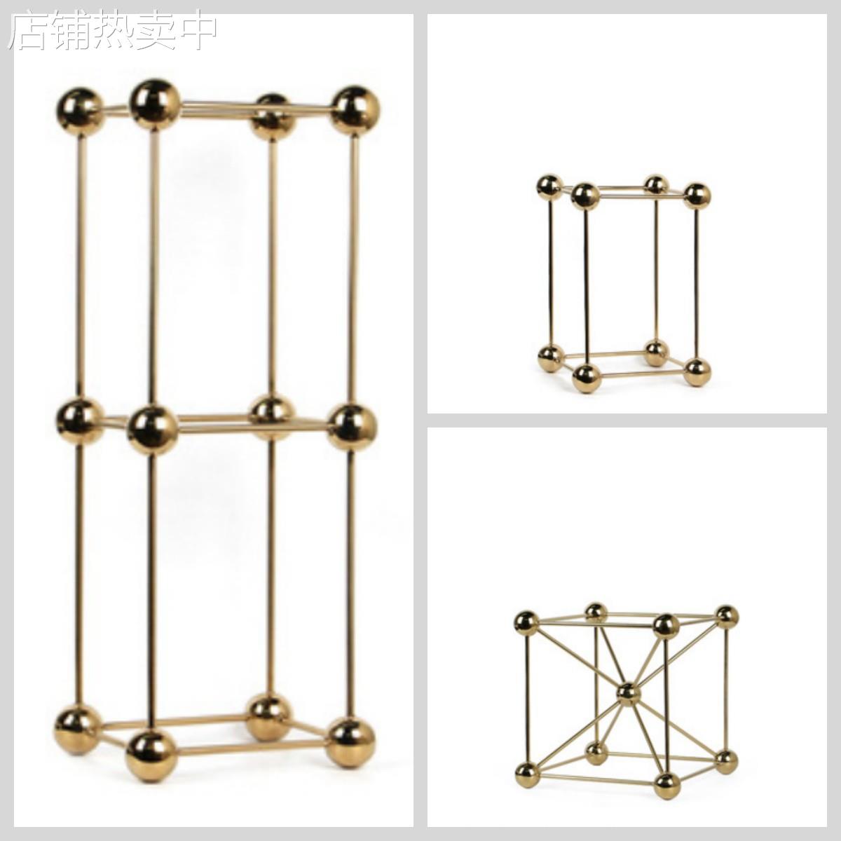 现代简约创意电镀几何体摆件样板房售楼处桌面书架软装饰品工艺品