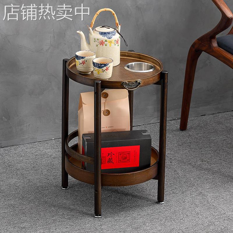 7K麻将桌茶几中式客厅沙发可移动小边几棋牌室茶水架烟缸置物