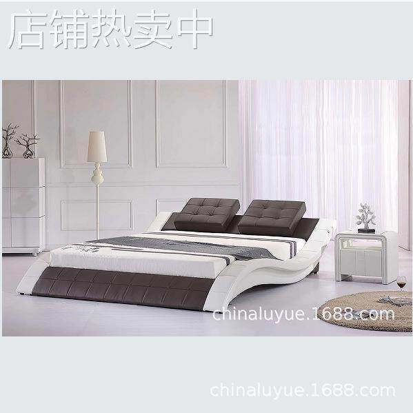 简约现代主卧牛皮大床北欧异形软床ins轻奢网红双人床休闲婚床