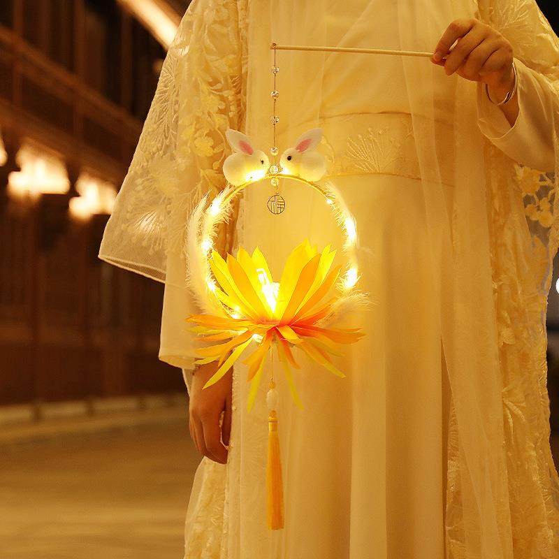 中秋节花灯儿童手工材料包双兔昙花手提发光兔子灯节日装饰,节庆用品/礼品,灯笼,淘宝优惠券,粉丝福利购,淘宝优惠卷