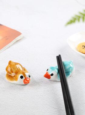 可爱卡通小动物陶瓷筷子架企鹅餐桌小摆件日式创意zakka家用筷托