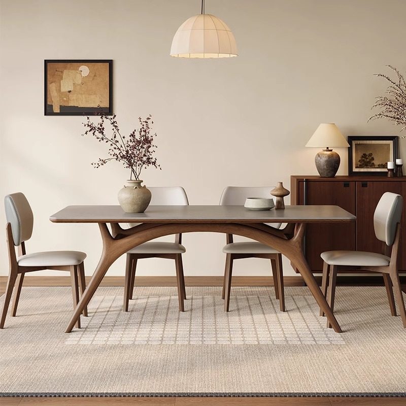 芬尼特北欧中古风实木岩板餐桌