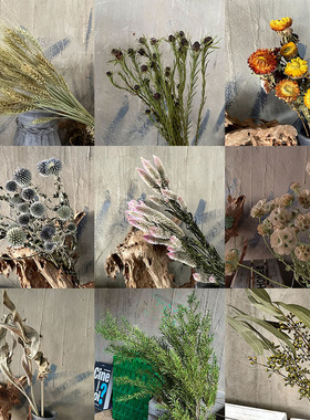 麦穗子黄金球尤加利叶山里红千日红凤尾草情人草苹叶向日葵干花束