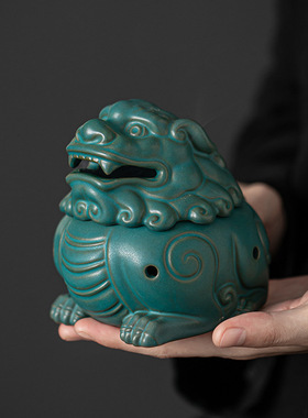 狻猊陶瓷盘香炉 工艺品熏香摆件倒流香薰炉创意家居香插香道代发