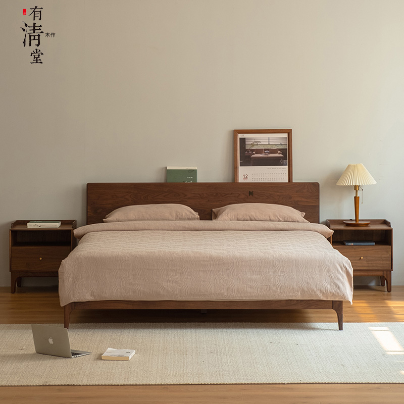 有清堂新中式黑胡桃木实木床