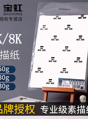 宝虹素描纸8k150g画画纸4k全开180g2k半开230g加厚美术生专用速写纸绘画纸美术纸彩铅画纸手抄报白纸超大画纸